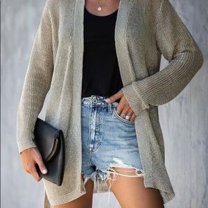Can’t Resist Metallic Tie Cardigan - Gold